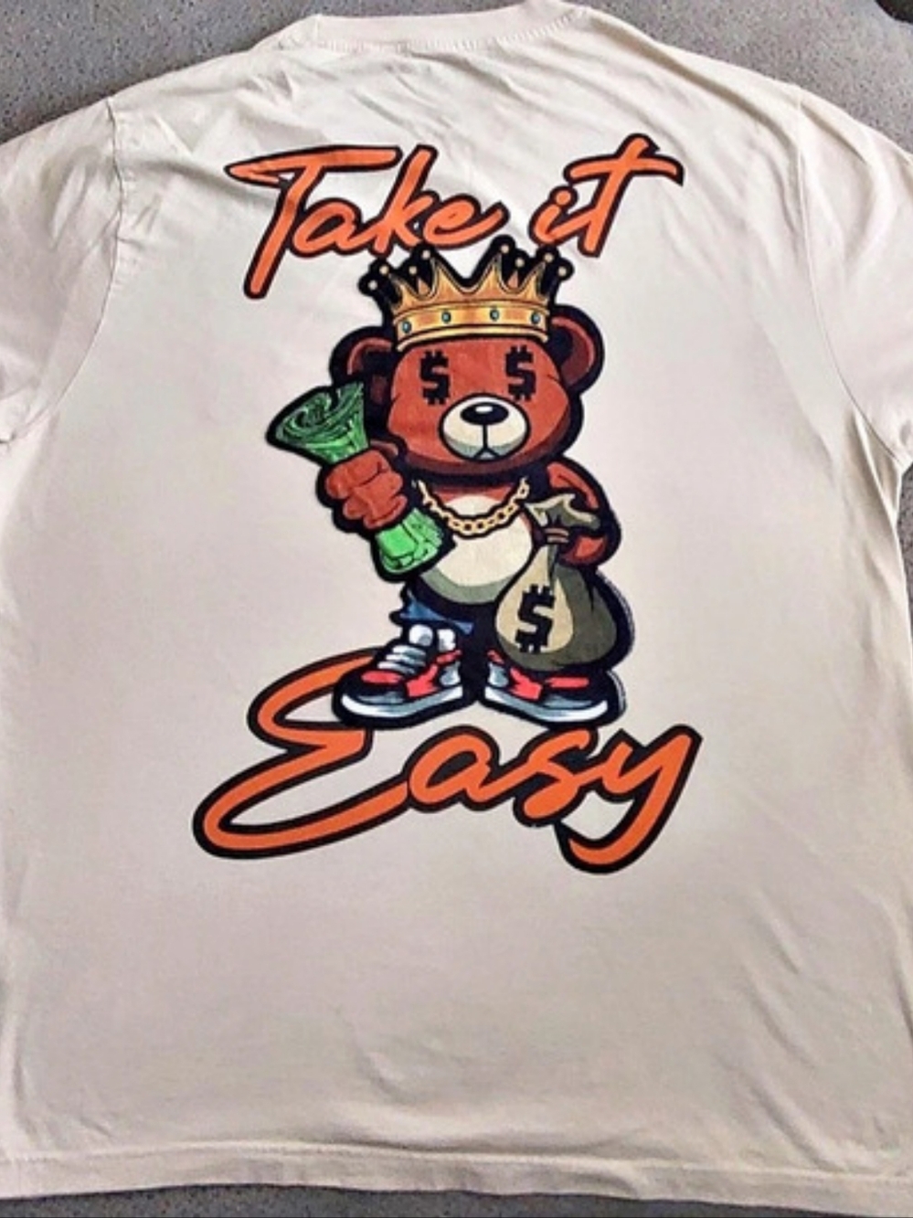Seven Souls Take It Easy Chenille Money Bear King Patch T-Shirt 3XL